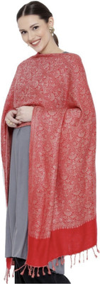 TUD Wool Self Design Women Shawl(Red)