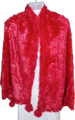 Saba Fur, Polyester Wool Blend Solid Women Shawl(Red)