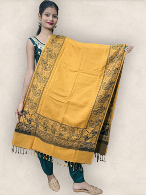 Trandone Wool Embroidered Women Shawl(Yellow)