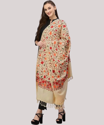 Kashmiri queen Wool Self Design Women Shawl(Multicolor)