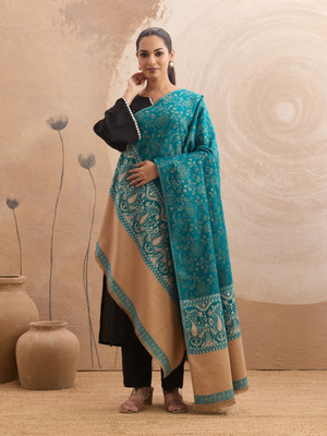 GK VILLA Poly Wool Woven Women Shawl(Blue)