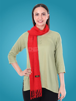 Daily Needs Shop Wool Self Design Women Shawl(Red)