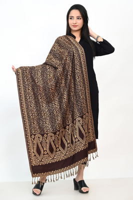 Pink World Wool Woven Women Shawl(Brown)