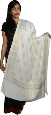 CHOUDHARYRETAILS Cashmere Self Design Women Shawl(White)