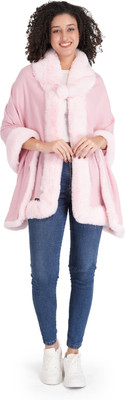 manra Wool Solid Women Shawl(Pink)