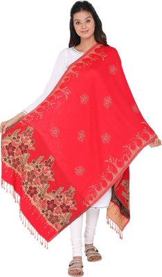 Kti Viscose Floral Print Women Shawl(Red)