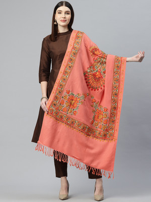 swi stylish Wool Embroidered Women Shawl(Multicolor)