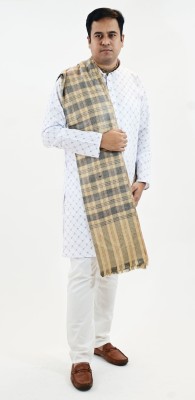 Vrinde Wool Checkered Men Shawl(Beige)