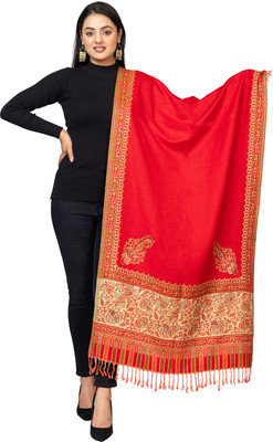 manjari Acrylic Self Design Women Shawl(Red)