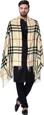 HUEVESS Wool Checkered Men, Women Shawl(Multicolor)
