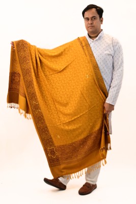 Vrinde Wool Embroidered Men Shawl(Yellow)