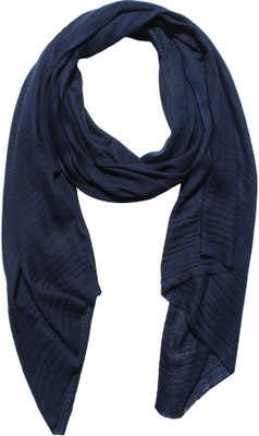 MUFFLY Wool Self Design Women Shawl(Blue)