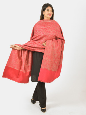 BAISA Acrylic, Wool Printed Women Shawl(Pink)