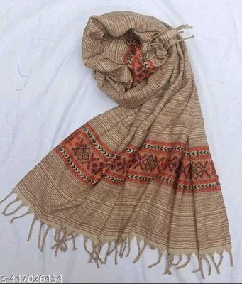 LIBSADRESSES Wool Self Design Women Shawl(Multicolor)