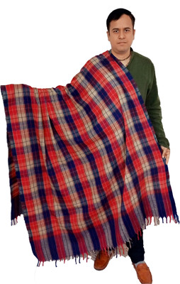 Vrinde Wool Checkered Men Shawl(Multicolor)