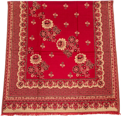 Kti Viscose, Acrylic Printed Women Shawl(Red)
