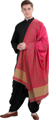 Ramnaya Wool Printed Men Shawl(Pink)