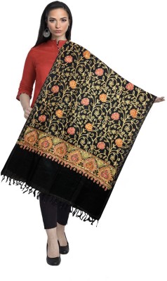 darshan lal and sons Pashmina Embroidered Women Shawl(Black)