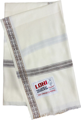 Kashmiri Orignal Wool Embroidered Men Shawl(White)