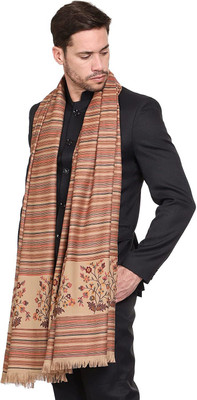 Braid N Cord Polyester Wool Blend Striped Men Shawl(Beige)