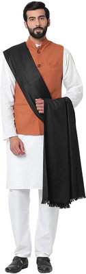 Royal-E-Kashmir Polyester Wool Blend Solid Men Shawl(Black)