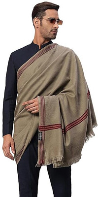 Braid N Cord Polyester Wool Blend Applique Men Shawl(Beige)