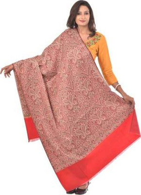 CHOUDHARYRETAILS Wool Embroidered Women Shawl(Red)