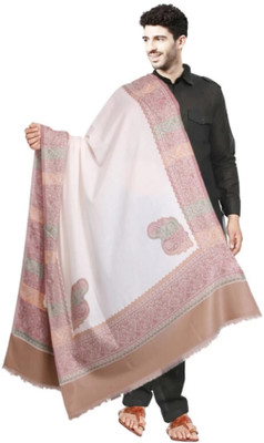 Braid N Cord Wool Applique Men Shawl(White)