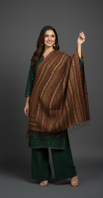 Sudako Acrylic Printed Women Shawl(Brown)