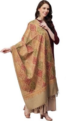 CHOUDHARYRETAILS Acrylic Self Design Women Shawl(Beige)