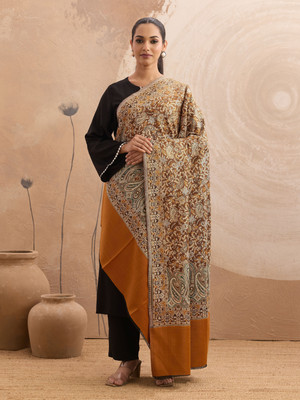 GK VILLA Poly Wool Woven Women Shawl(Yellow)