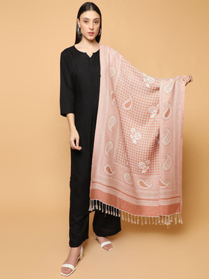 SCHp Wool Paisley Women Shawl(Pink, White, Multicolor)
