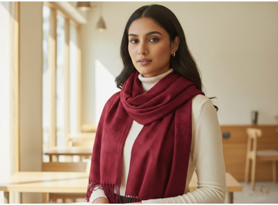 Kalaste Pashmina Self Design Women Shawl(Maroon)