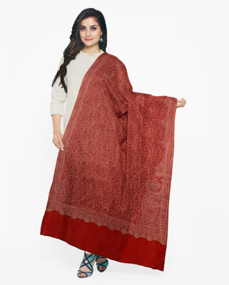 SNB FASHION Wool Self Design Women Shawl(Red)