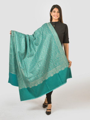 BAISA Acrylic, Wool Printed Women Shawl(Green)