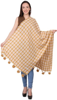 manra Wool Checkered Women Shawl(Beige)