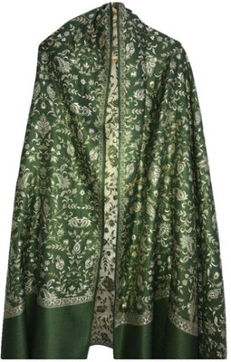 Kashmiri queen Wool Self Design Men, Women Shawl(Green)
