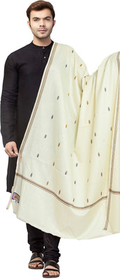 manra Wool Woven Men Shawl(White)