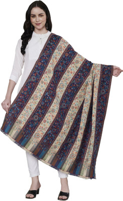 MUFFLY Wool Floral Print Women Shawl(Blue)