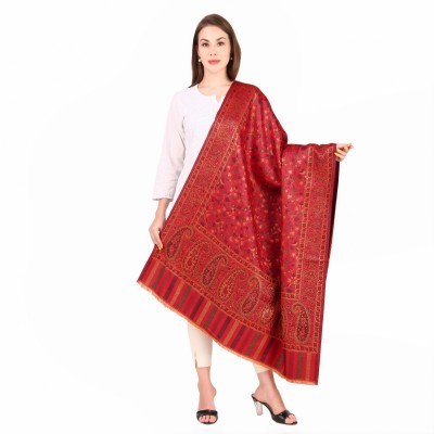 BRAVEZI Polyester Wool Blend Printed, Self Design Women Shawl(Red)