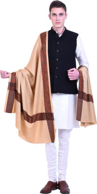 CHOUDHARYRETAILS Wool Embroidered Men Shawl(Beige)