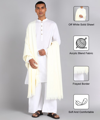 SAC SHREE APARAJEET CREATIONS Cashmere Solid Men, Women Shawl(White)