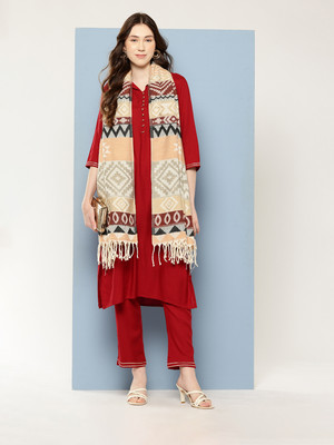 Aarika Wool Solid Women Shawl(White)