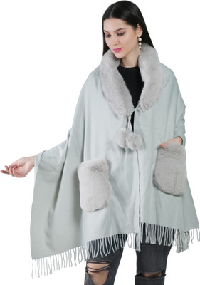 Life and style Wool Solid Women Shawl(Grey)