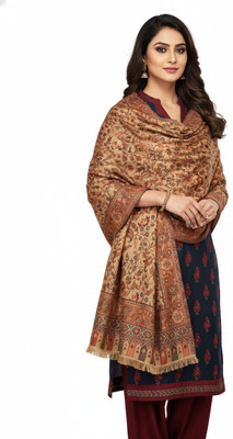 Kti Viscose, Acrylic Floral Print Women Shawl(Beige)