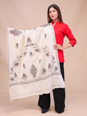 swi stylish Pashmina Woven Women Shawl(White)