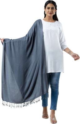 ML HUB Wool Solid Women Shawl(Grey)