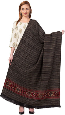 Royal-E-Kashmir Wool Self Design Women Shawl(Grey)