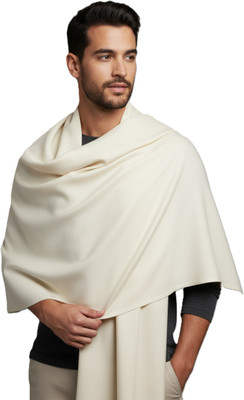 Kriti Wool Solid Men Shawl(White)