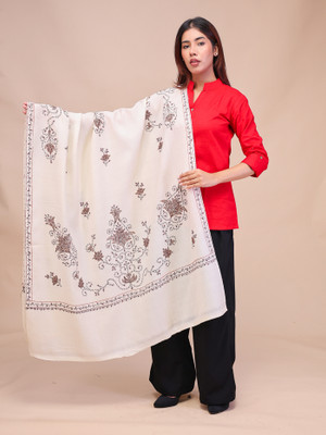 swi stylish Pashmina Woven Women Shawl(White)